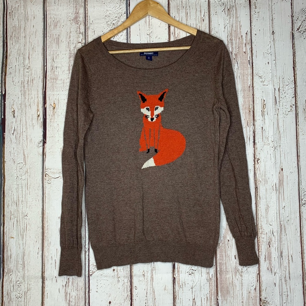 3/$25 Brown old navy fox sweater medium